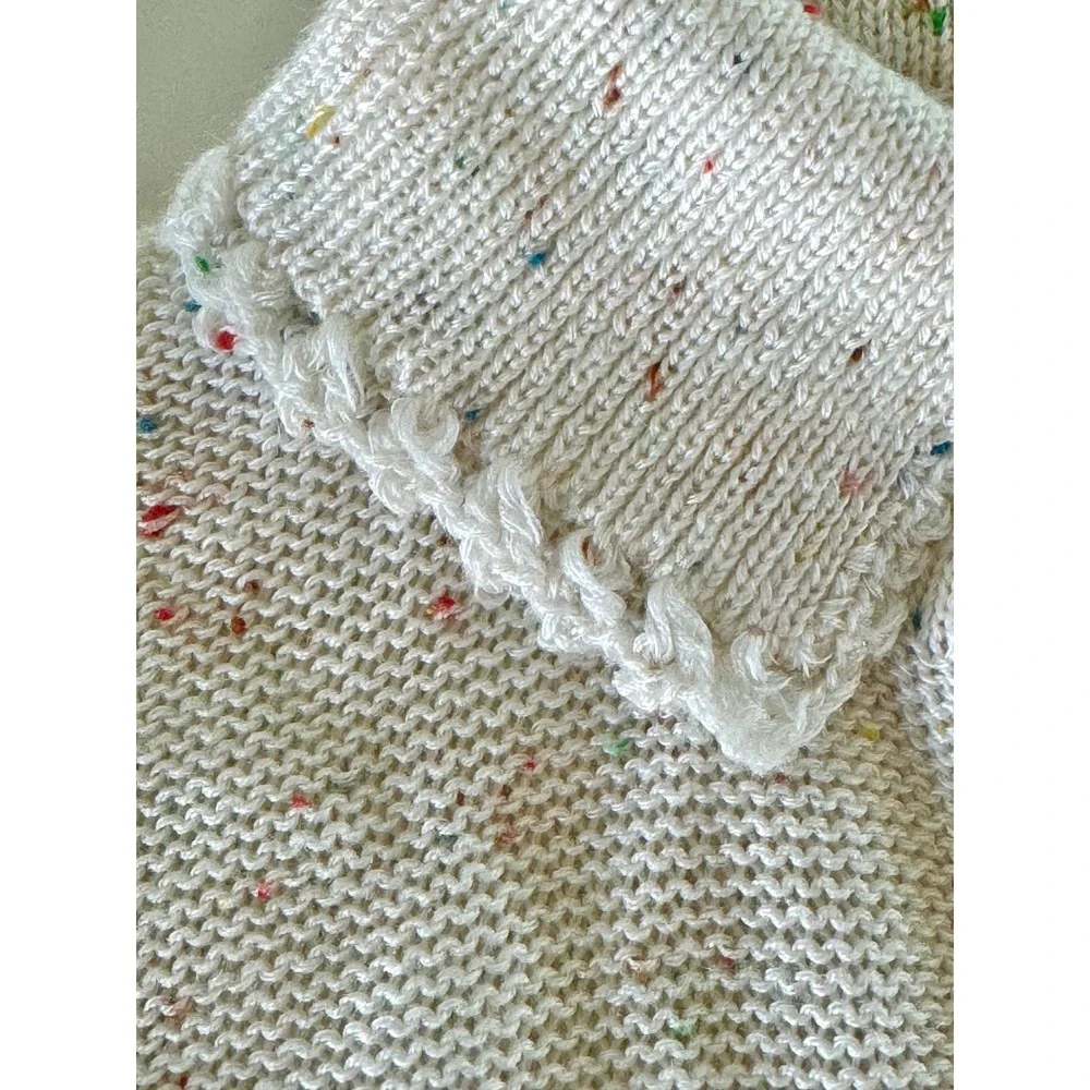 Vintage Marie Kim‎ Textured Knit Collared Sweater Multi Speckled Cream Size M
